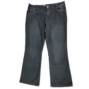 Chams Womens Jeans Sz 16 (36x31) Embroidered Pockets Thick Stitch Dark Wash READ